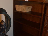 Eiken rek met 5 leggers, 3 rieten manden - afbeelding 2 van  5