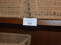 Eiken rek met 5 leggers, 3 rieten manden - afbeelding 3 van  5