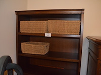 Eiken rek met 5 leggers, 3 rieten manden - afbeelding 4 van  5