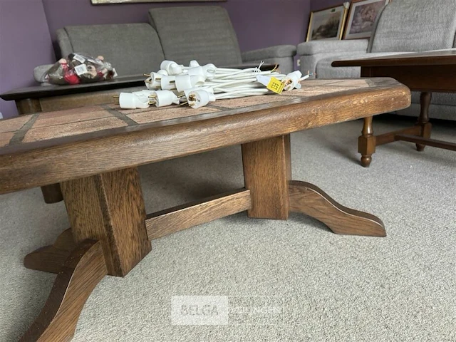 Eiken salontafel met inlegstenen - afbeelding 2 van  3