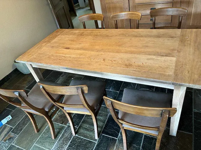 Eiken tafel met 6 stoelen - afbeelding 2 van  5