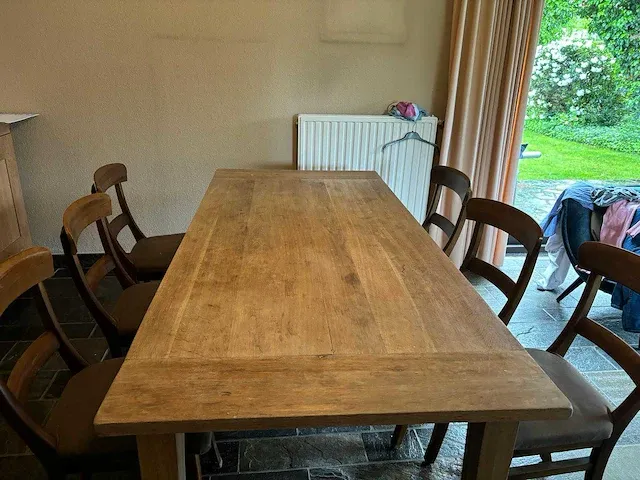 Eiken tafel met 6 stoelen - afbeelding 3 van  5