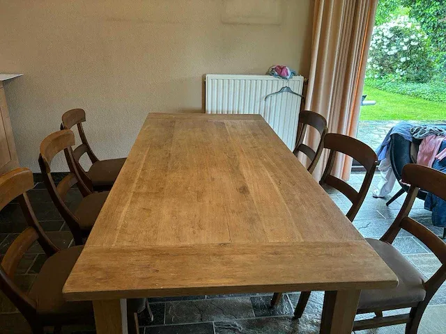Eiken tafel met 6 stoelen - afbeelding 4 van  5