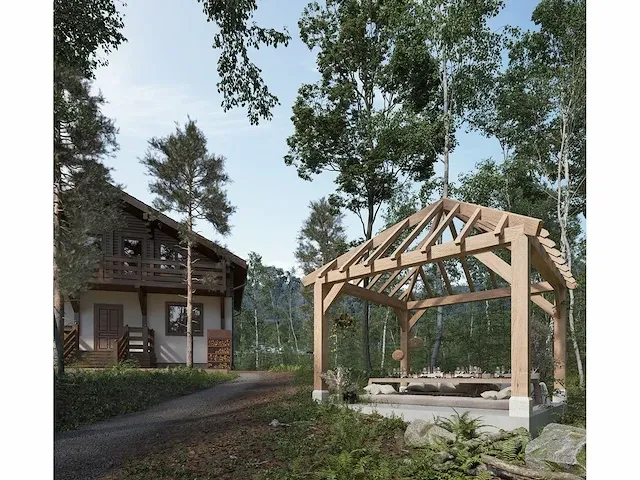 Eiken terrasoverkapping 3,5x3,5 - afbeelding 1 van  17