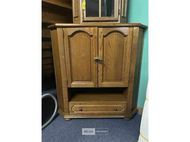 Eiken tv-kast hoekvorm met 1 lade - afbeelding 1 van  4