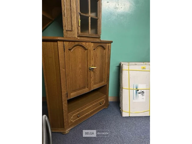 Eiken tv-kast hoekvorm met 1 lade - afbeelding 2 van  4