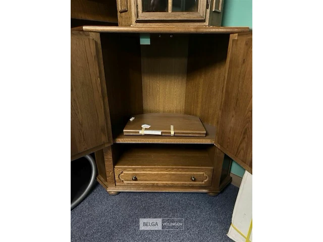Eiken tv-kast hoekvorm met 1 lade - afbeelding 3 van  4