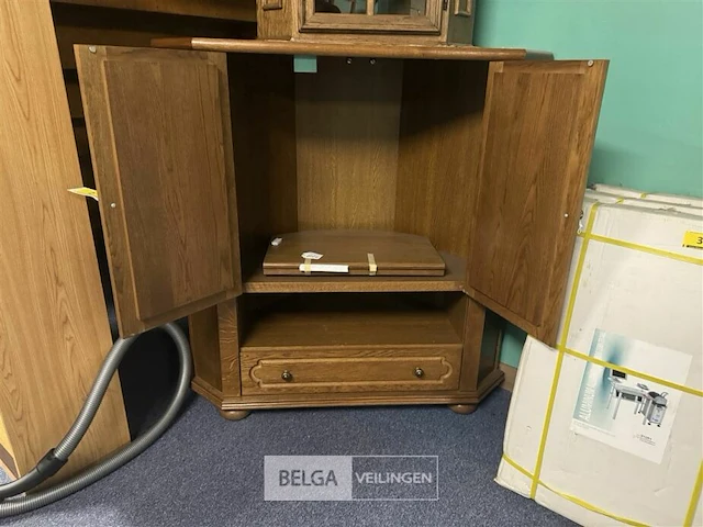 Eiken tv-kast hoekvorm met 1 lade - afbeelding 4 van  4