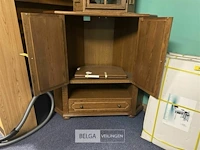 Eiken tv-kast hoekvorm met 1 lade - afbeelding 4 van  4