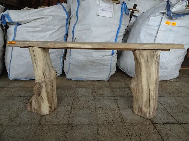Eiken zitbank/bijzettafel - afbeelding 1 van  4