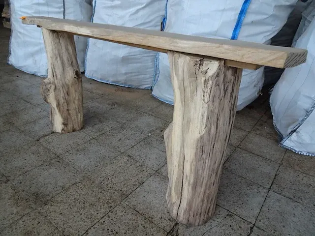 Eiken zitbank/bijzettafel - afbeelding 4 van  4