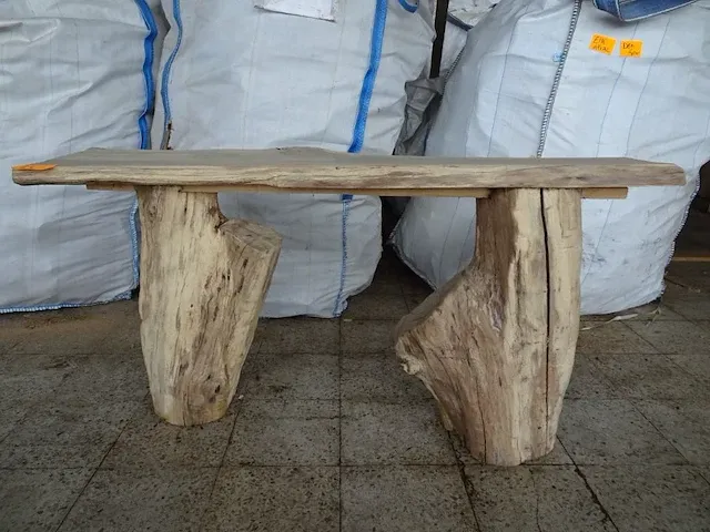 Eiken zitbank/bijzettafel - afbeelding 1 van  4