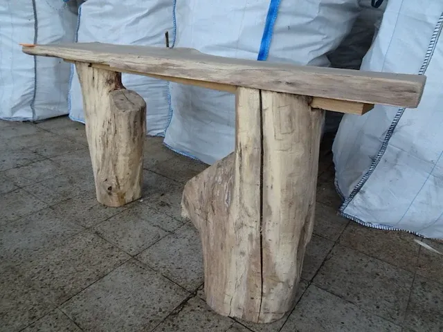 Eiken zitbank/bijzettafel - afbeelding 4 van  4