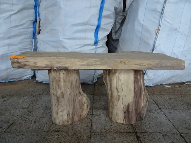 Eiken zitbank/bijzettafel - afbeelding 1 van  4