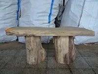 Eiken zitbank/bijzettafel - afbeelding 1 van  4