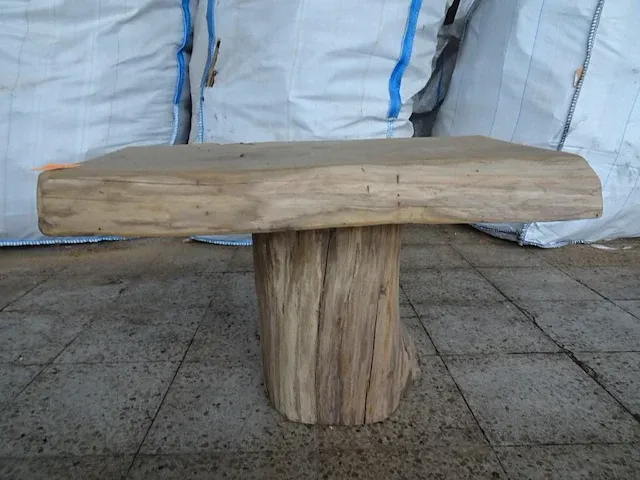 Eiken zitbank/bijzettafel - afbeelding 1 van  3