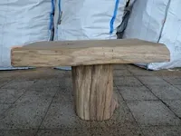 Eiken zitbank/bijzettafel - afbeelding 1 van  3