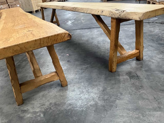 Eikenhouten boomstambank (2x) - afbeelding 4 van  5