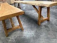 Eikenhouten boomstambank (2x) - afbeelding 4 van  5