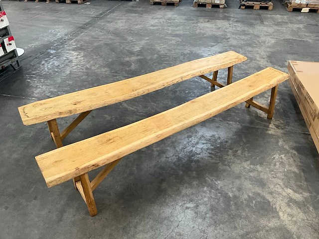 Eikenhouten boomstambank (2x) - afbeelding 1 van  5