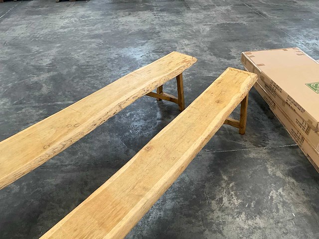 Eikenhouten boomstambank (2x) - afbeelding 3 van  5