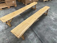 Eikenhouten boomstambank (2x) - afbeelding 1 van  5