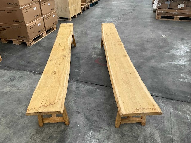 Eikenhouten boomstambank (2x) - afbeelding 2 van  5