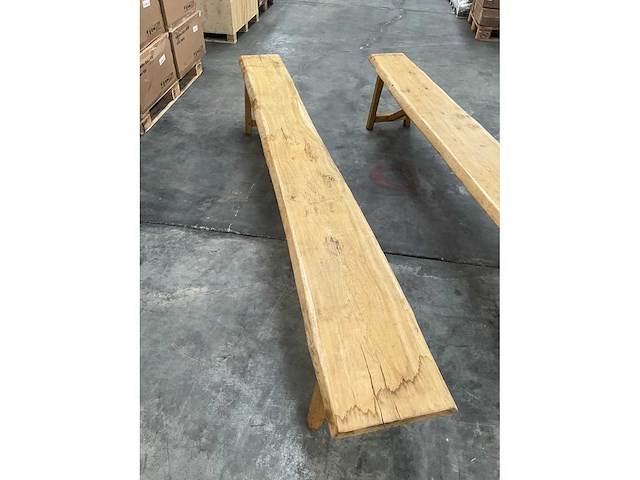 Eikenhouten boomstambank (2x) - afbeelding 3 van  5