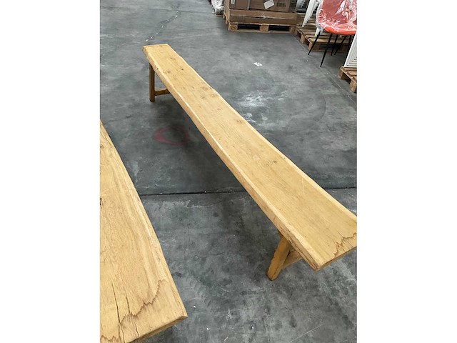 Eikenhouten boomstambank (2x) - afbeelding 4 van  5