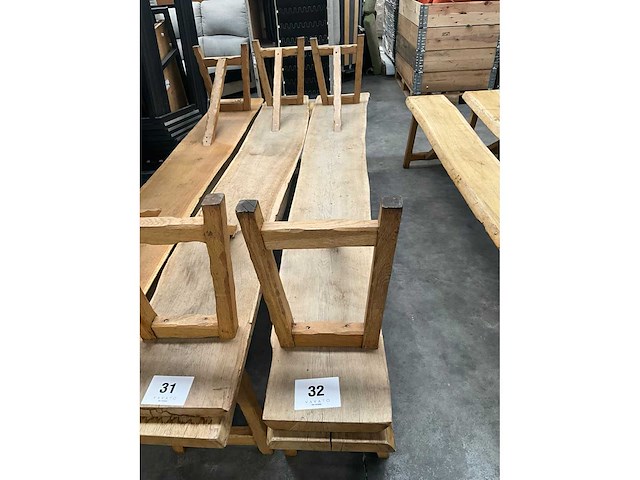 Eikenhouten boomstambank (2x) - afbeelding 5 van  5