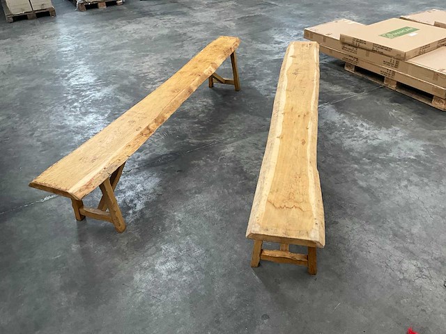 Eikenhouten boomstambank (2x) - afbeelding 2 van  5