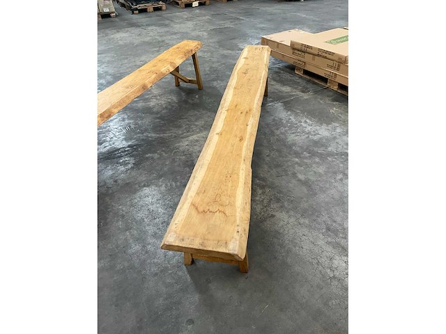 Eikenhouten boomstambank (2x) - afbeelding 3 van  5