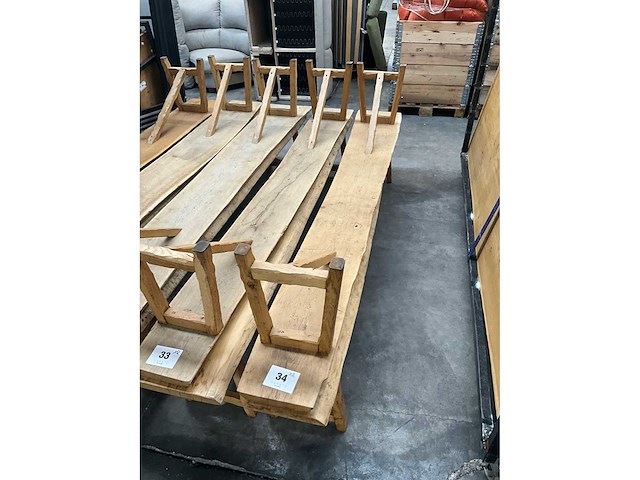 Eikenhouten boomstambank (2x) - afbeelding 5 van  5