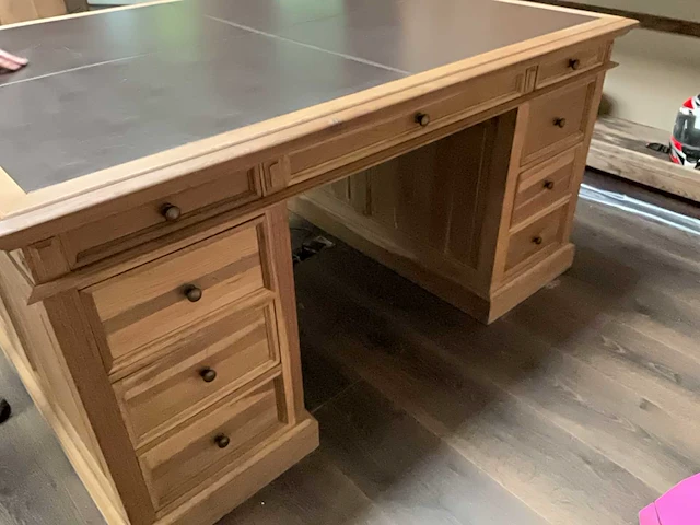 Eikenhouten bureau. - afbeelding 4 van  5