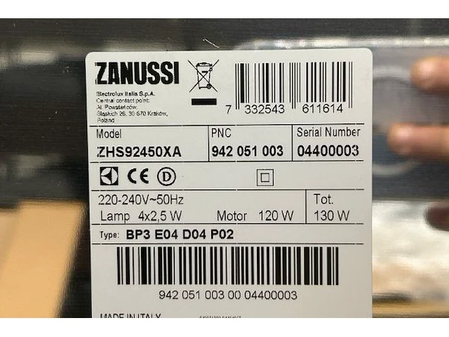 Eiland dampkap zanussi - afbeelding 4 van  5