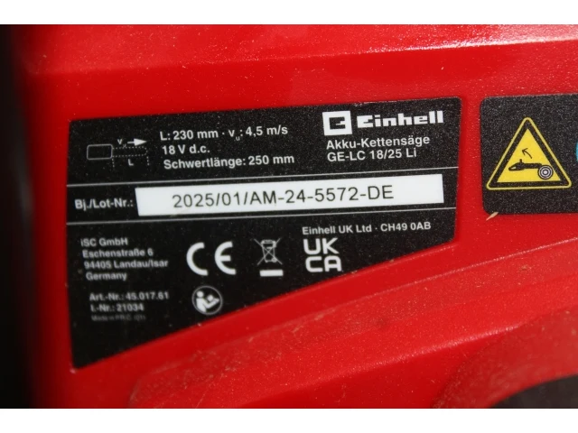 Einhell accu kettingzaag - afbeelding 5 van  5