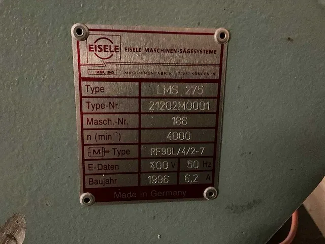 Eisele lms 275 afkortcirkelzaagmachine - afbeelding 6 van  6