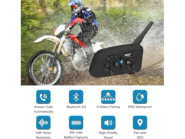 Ejeas v6 pro intercom voor motorfiets - afbeelding 3 van  3