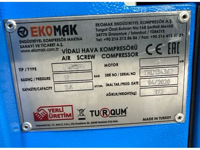 Ekomak dmd250c schroefcompressor - afbeelding 3 van  9
