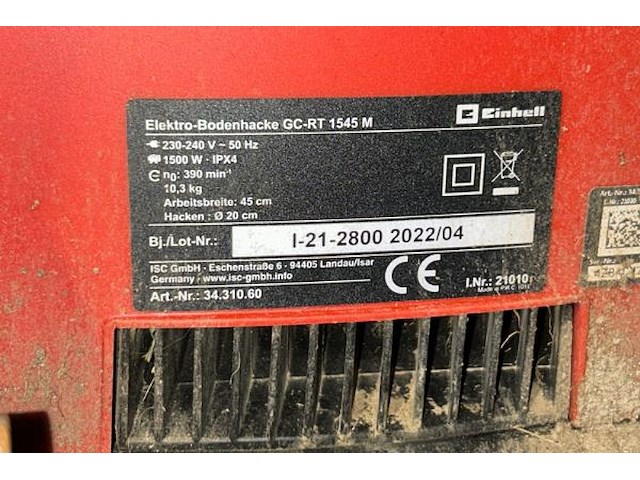 Electrische grondfrees einhell - afbeelding 5 van  6