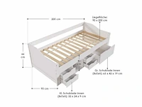 Elegant houten bed met lattenbodem en opbergruimte - wit - 90x200cm - afbeelding 7 van  7