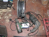 Elektrisch boormachine black&decker, elektrische warmeluchtblazer bosch en elektrakabel op haspel - afbeelding 1 van  3
