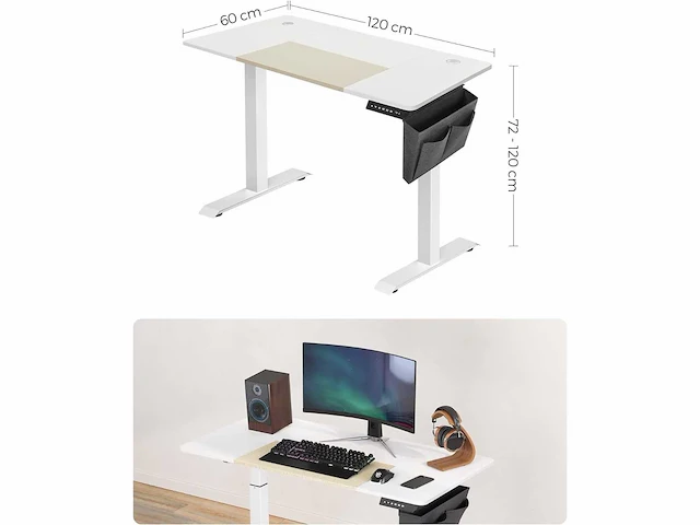 Elektrisch sta-bureau, 60 x 120 x (72-120) cm - afbeelding 3 van  4