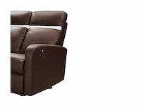 Elektrische 3-zits relaxbank in leer - chocolade - afbeelding 2 van  6