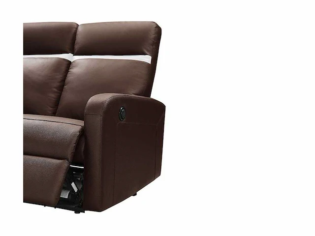 Elektrische 3-zits relaxbank in leer - chocolade - afbeelding 3 van  6