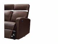 Elektrische 3-zits relaxbank in leer - chocolade - afbeelding 3 van  6