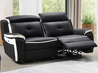 Elektrische 3-zits relaxbank in leer - noir/wit - afbeelding 1 van  6