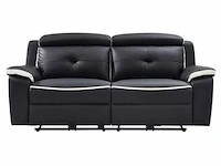Elektrische 3-zits relaxbank in leer - noir/wit - afbeelding 2 van  6