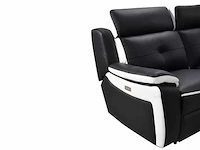 Elektrische 3-zits relaxbank in leer - noir/wit - afbeelding 3 van  6