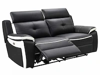 Elektrische 3-zits relaxbank in leer - noir/wit - afbeelding 4 van  6